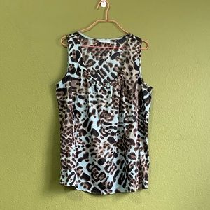 Blue Cheetah Sleeveless Blouse